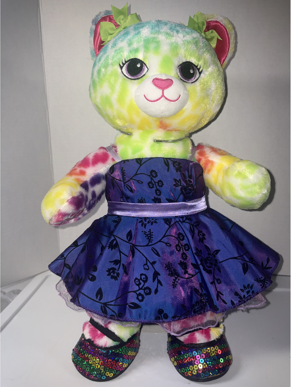 Build a Bear Leopard Rainbow Plush Stuffed Animal 17” W/Outfit EUC